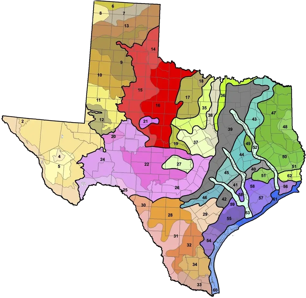 Carte des sols du Texas
