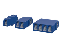Adaptateurs fibre optique LC avec obturateur, Simplex, Duplex et Quadplex, bleu