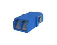 Shuttered LC Duplex Fibre Optic Adapter, Blue - Front View