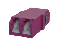 Adaptateur fibre optique duplex LC obturé, Erika Violet - Vue de face