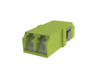Shuttered LC Duplex Fibre Optic Adapter, Lime Green - Front View