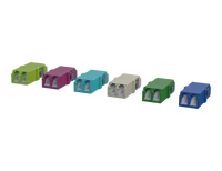 Adaptateurs fibre optique LC Duplex avec obturateur, différentes couleurs