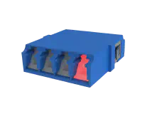 Shuttered LC Quadlex Fibre Optic Adapter, Blue - VFL Demonstration