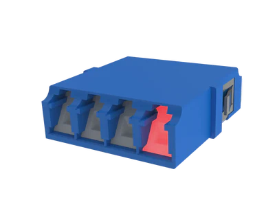 Adaptateur fibre optique LC Quadplex à obturateur, bleu - Démonstration VFL