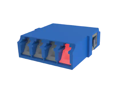 Shuttered LC Quadlex Fibre Optic Adapter, Blue - VFL Demonstration