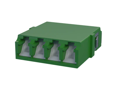 Adaptateur fibre optique LC Quadplex avec obturateur, vert - Vue de face