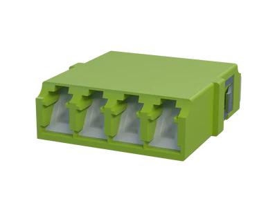 Adaptateur fibre optique LC Quadplex avec obturateur, vert citron - Vue de face
