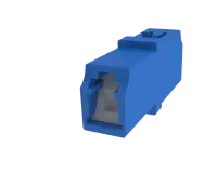 Shuttered LC Simplex Fibre Optic Adapter, Blue - Front View