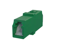 Adaptateur fibre optique LC Simplex avec obturateur, vert - Vue de face
