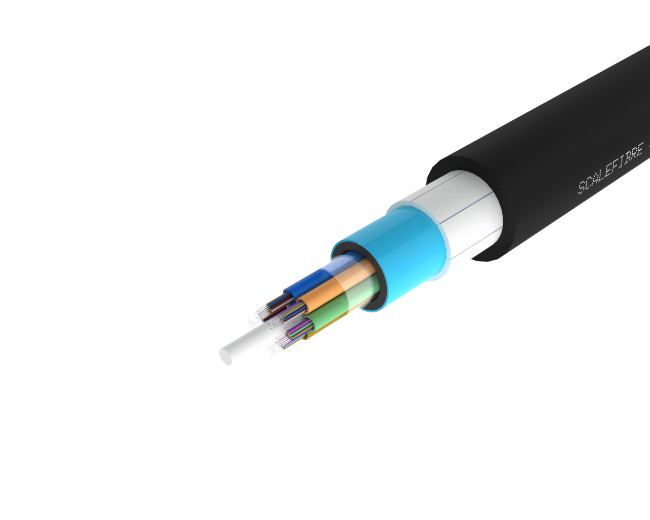 Câble à fibre optique extérieur à tube libre et armé non métallique – Gaine PE/NY, 72, 96 et 144 fibres