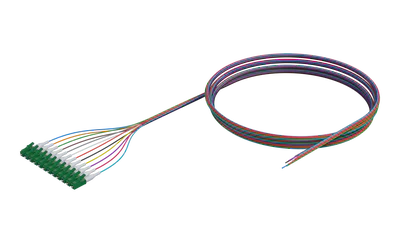 900um Buffered Single Mode Optical Fibre Pigtail, LC/APC, Coloured 12 Pack