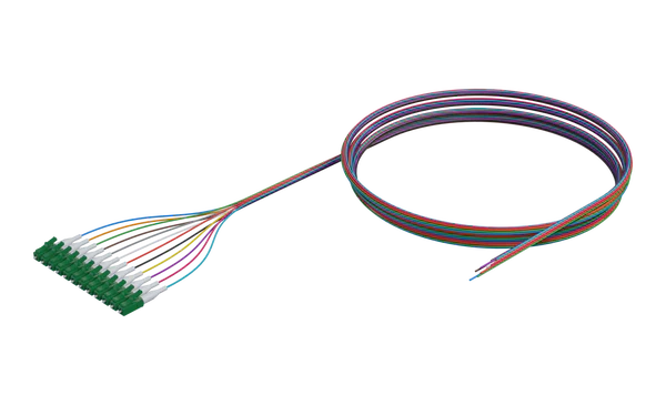 900um Buffered Single Mode Optical Fibre Pigtail, LC/APC, Coloured 12 Pack