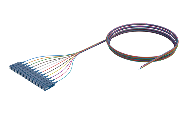 900um Buffered Single Mode Optical Fibre Pigtail, LC/APC, Coloured 12 Pack